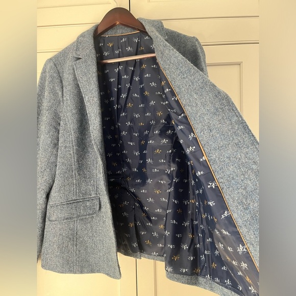 Talbots Blue Herringbone Blazer Size L/XL Wool Blend Jacket Horses Liner Academi - Picture 8 of 10